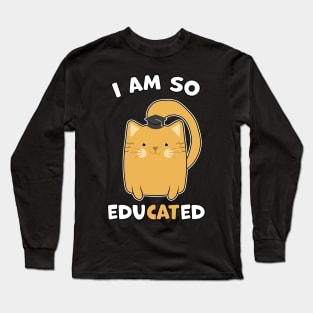 Orange Cat Graduation Gift Cat Lover Long Sleeve T-Shirt